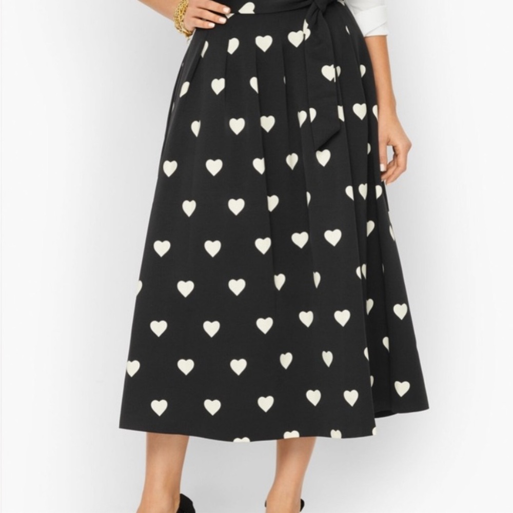 Talbots Black A-Line Midi Skirt with Tie Front